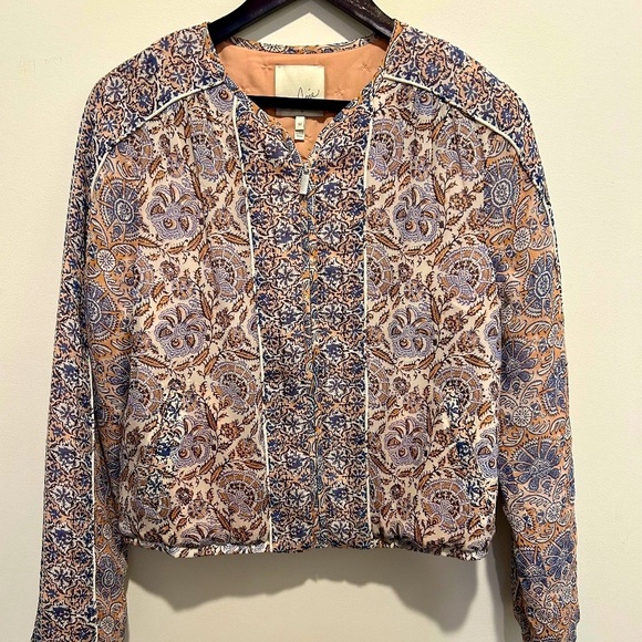 Like New (EUC) Joie Mixed Print Floral Silk Bomber Jacket (Size M) - Picture 1 of 9